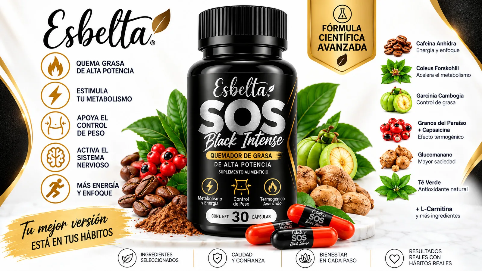 Esbelta SOS BLACK Intense ( 30 Caps)